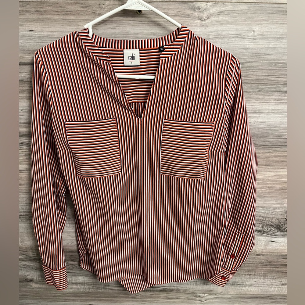 CAbi Womens Franklin Stripes Nautical Blouse Top